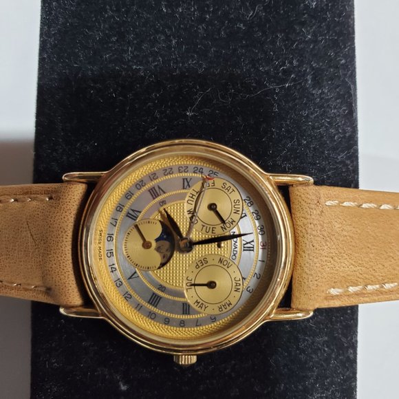 Rare Vintage ESQ Movado Moon Phase Triple Date Circa 80\'s Watch 87-03-822